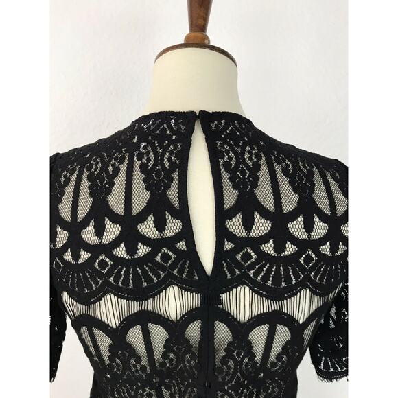 BCBGeneration Pullover Sheer Lace Fringe Trim Top - Picture 8 of 10